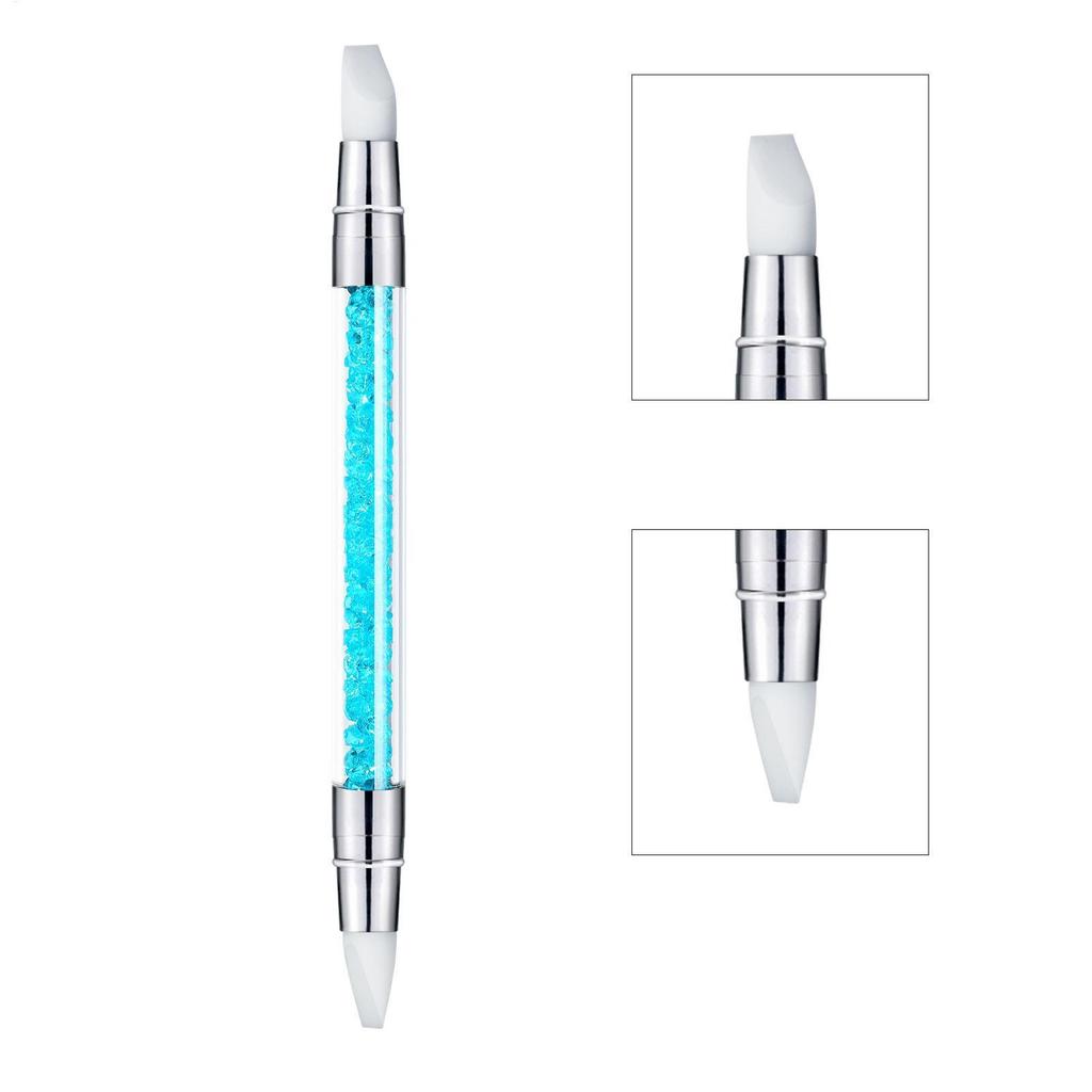Professional D ual Tipped Silicone Nail Brush Set Rhinestone Carving Polishing Pen Manicure N ail Art Tools For Salon Home DIY