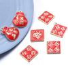 5pcs Alloy Enamel New Year Charms Red Chinese Style New Year Wishing Words Pendants For Jewelry Making DIY Spring Festival Gift