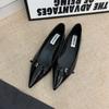 2025 Spring and Autumn New Fashion Versatile Evening Breeze French Pointed Black Single Shoes Women's Shoes Temperament Patent Leather