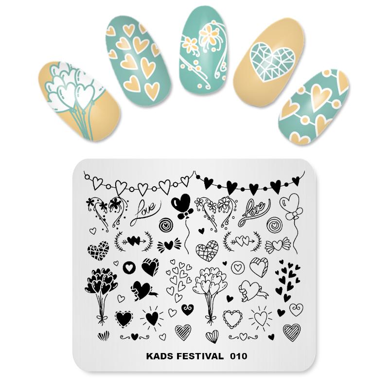 kads Festival 010 Hübsches Herzmuster, fantastisches Bild, Nagelstempelplatten, Nagellack-Stempel, Beauty-Tools