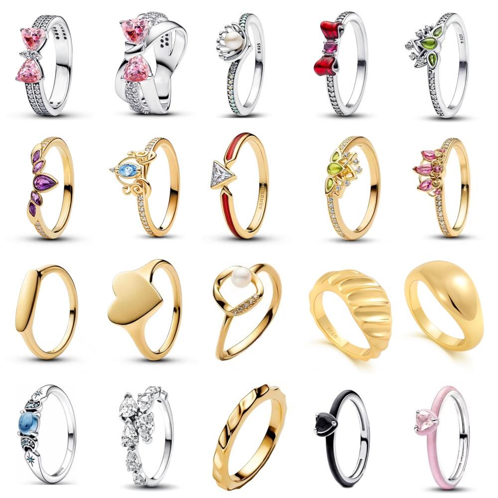 White Pearl Pink Bow 925 Silver Ring Rings For Women European Fashion Jewelry Accessories Heart Gifts Wedding Patry