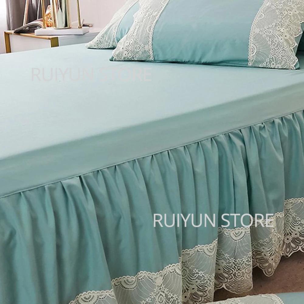 Decorative Lace Bed Skirt Non-slip Mattress Cover Protecor Bed Cover Ruffled Bed Skirt Bedspread Bedsheet Solid Color