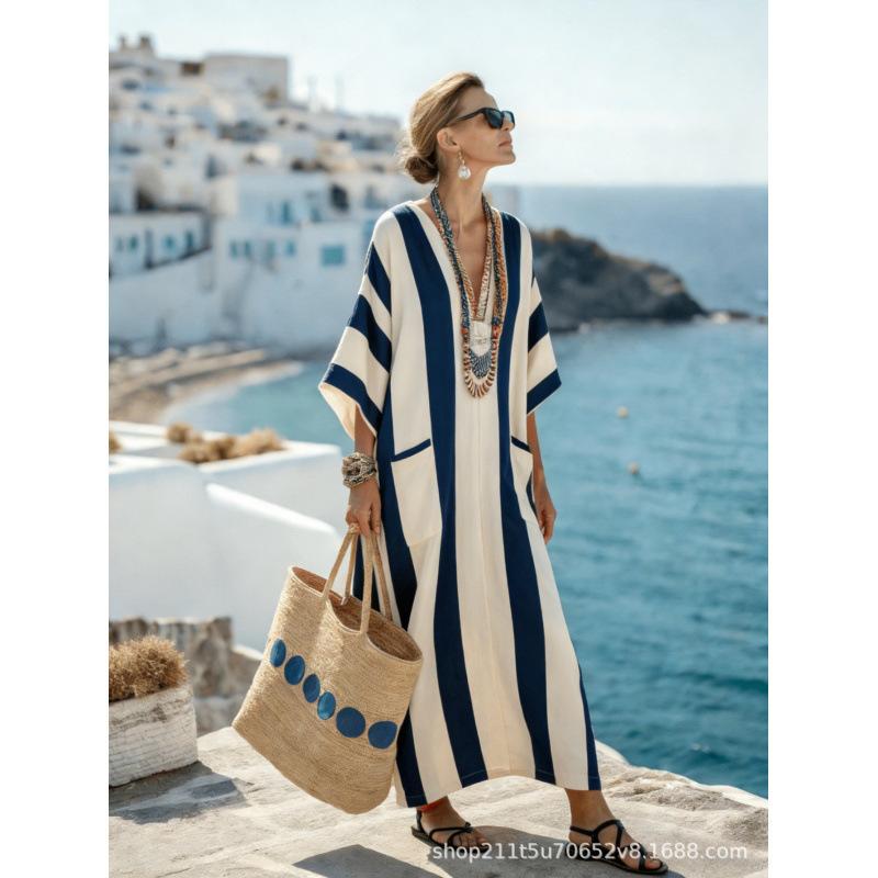 European and American bohemian women's dress seaside vacation elegant fashion print