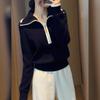 Fashionable Color-Block Half-Zip Knit Sweater: Versatile Long-Sleeve for Winter 2026