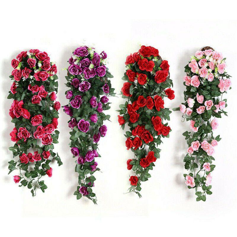 Stunning 90cm Artificial Silk Rose Flower Garland With Lifelike Green Ivy Leaves For Home Decor