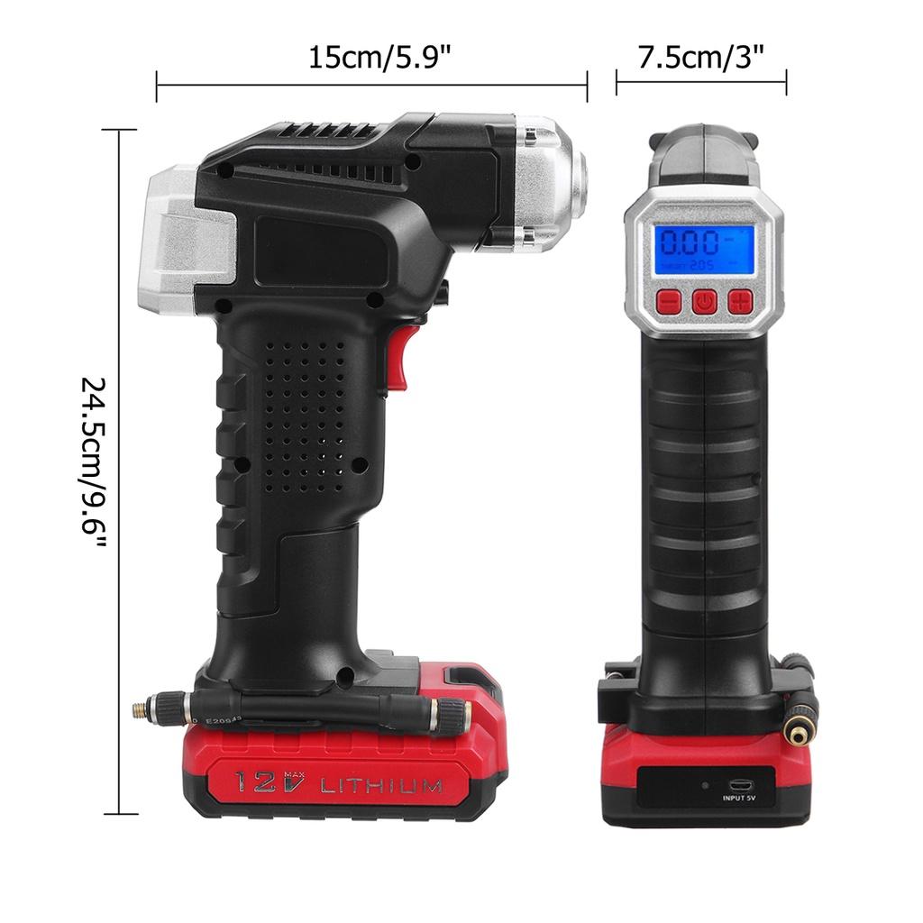 DC 12V Portable Wireless Air Pump Smart Car Automatic Digital Display Inflator Electric Air Pump Adjust Tire Pressure Lighting Tool 15x7.5x24.5cm
