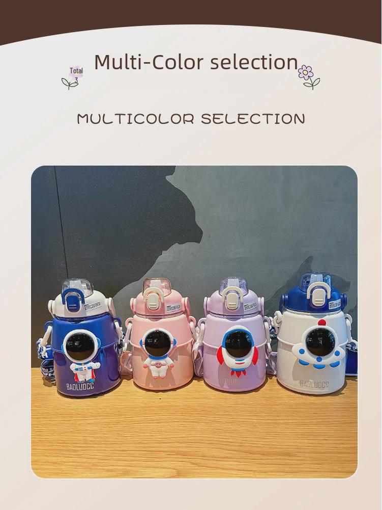 Dětská termoska s brčkem z nerezové oceli 316 - Velký objem, vhodná do přírody, stylový design