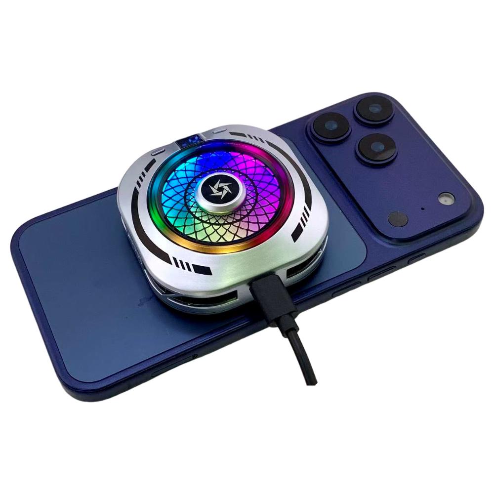 SL79 Semiconductor Phone Cooler 15W Powerful Cooling Large Area Thinner Temp Control RGB Flowing Lights Back Clip Magnetic