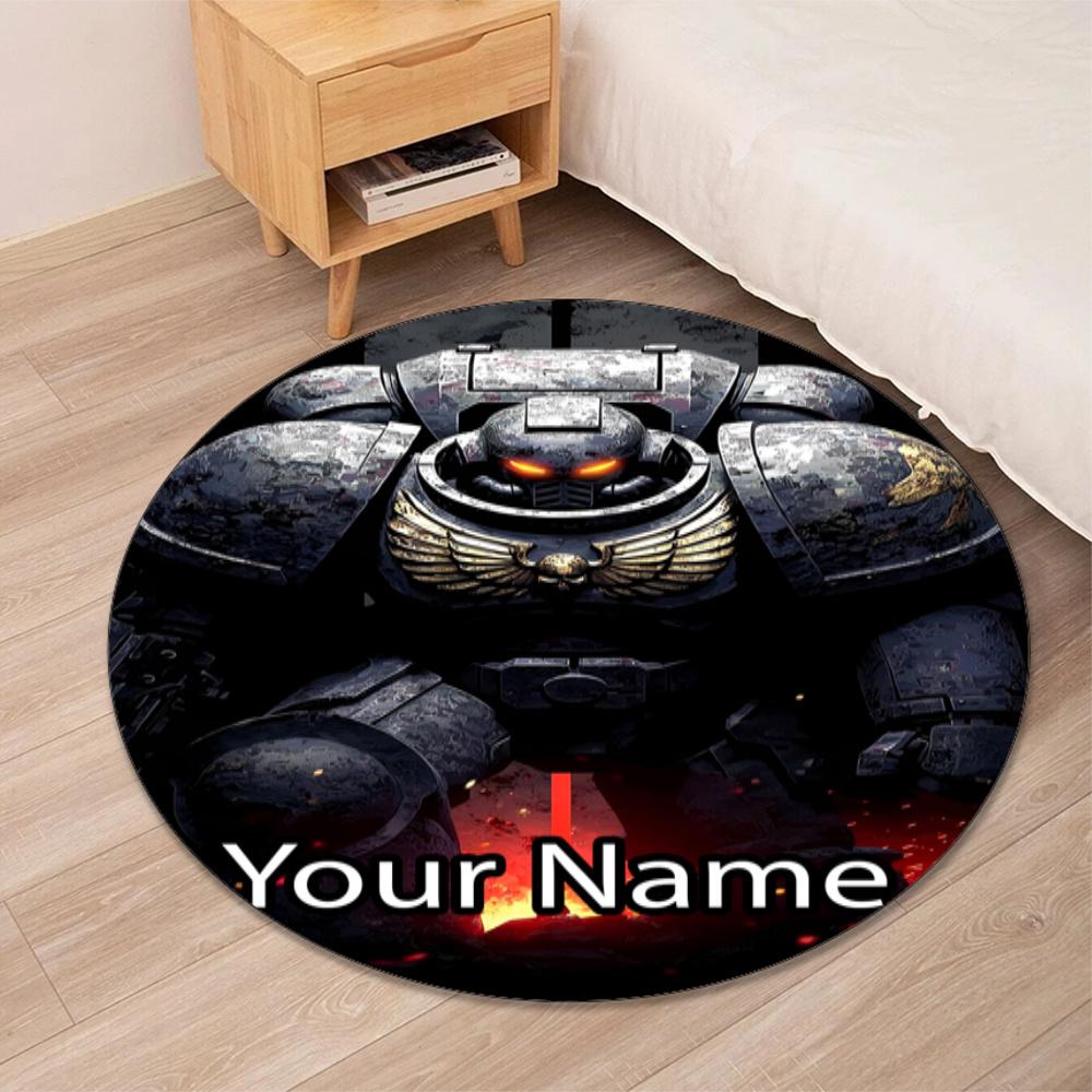 Custom Name Warhammer 40K Printed Round Rug Carpet Chair Rug Area Rug Entryway Doormats,for Office Chair Living Room Bedroom Kitchen Room.