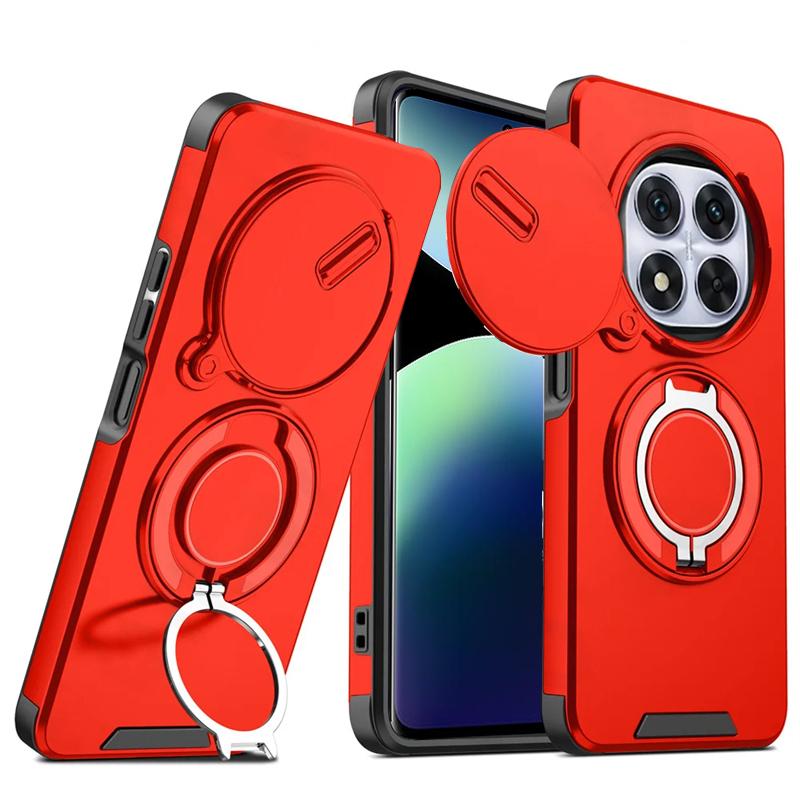 Slide Camera Lens Protection Phone Cases For Xiaomi Redmi Note 14 13 Pro Plus 5G Magnetic Ring Case Redmi 14C 13 5G Back Cover