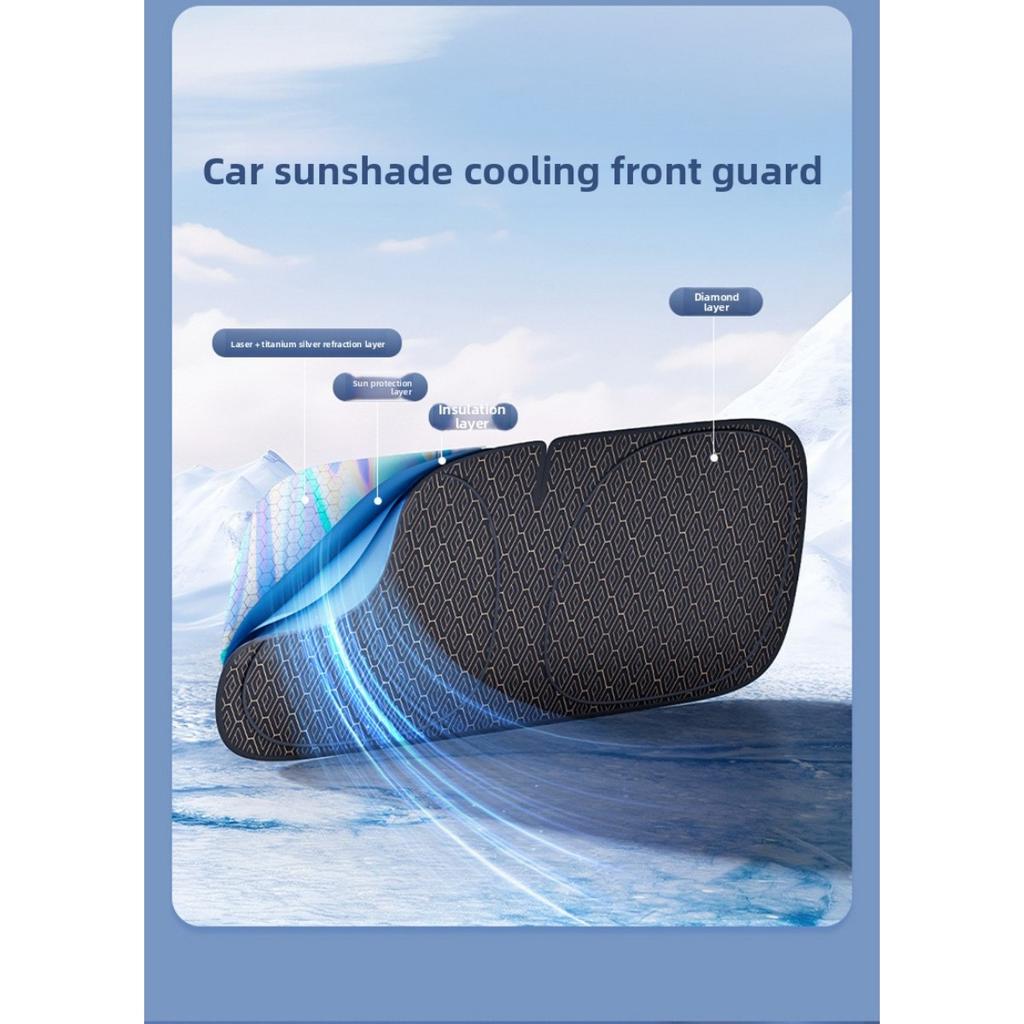 Titanium Silver Alloy Car Windshield Laser Sunshade -Four Layer Physical Material, UV Protection, Heat Insulation, Shading, Car Sunshade, Car Sunshade