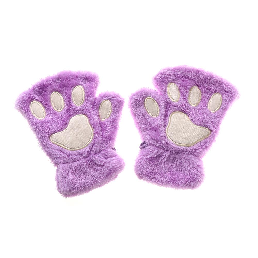 14Colors Women Winter Lovely Warm Bear Cat Paw  Gloves Fingerless Plush