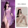 Large size erotic underwear rose one-word collar perspective cheongsam sexy woman pure desire to show buttocks without temptation H