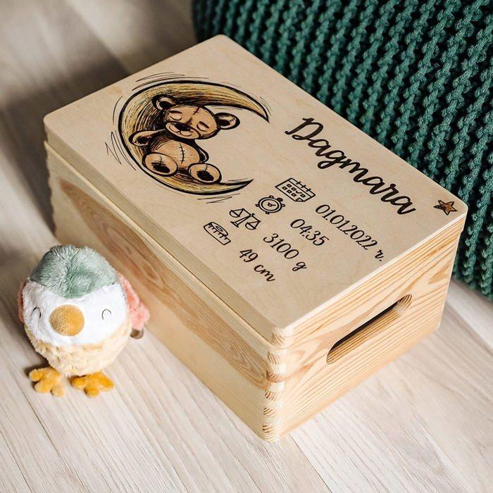 Coffret souvenir naissance - Boîte à souvenir enfance - Coffret naissance - 30 x 20 x14 cm - Motif Ours en peluche