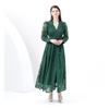 Women's V Neck Long Sleeve Maxi Dress Slim Fit High Waist Elegant Lace A Line Dress