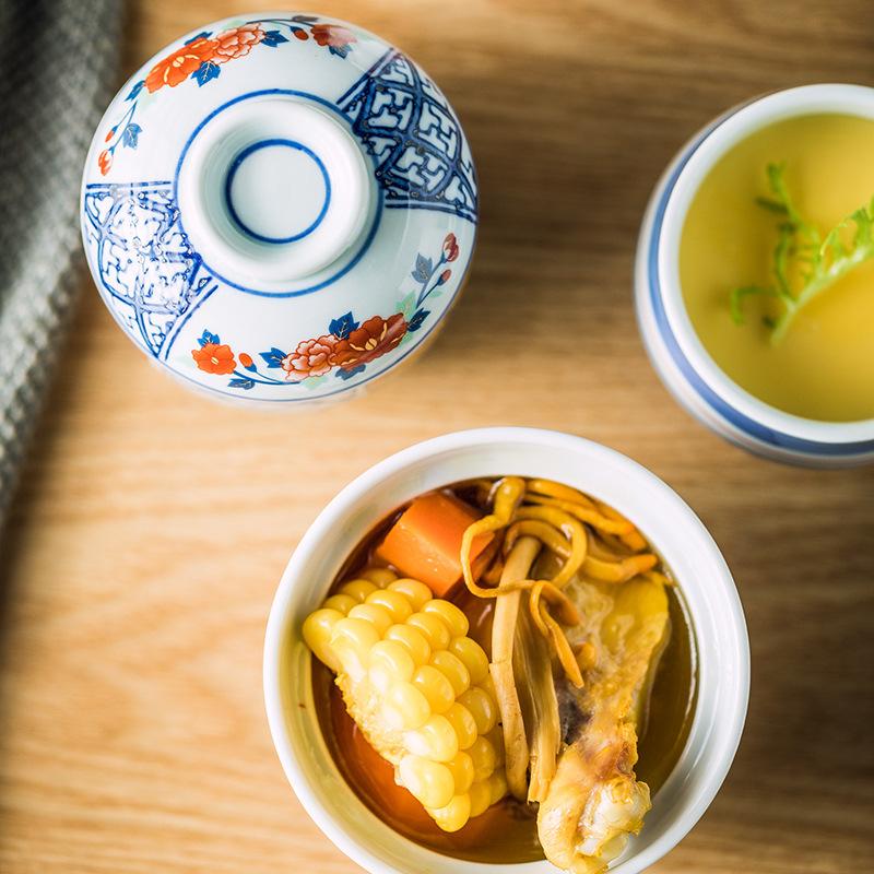 Hand-painted stew pot Japan Style ceramic with cover bowl birds nest dessert stew pot el commercial small stew soup soup pot