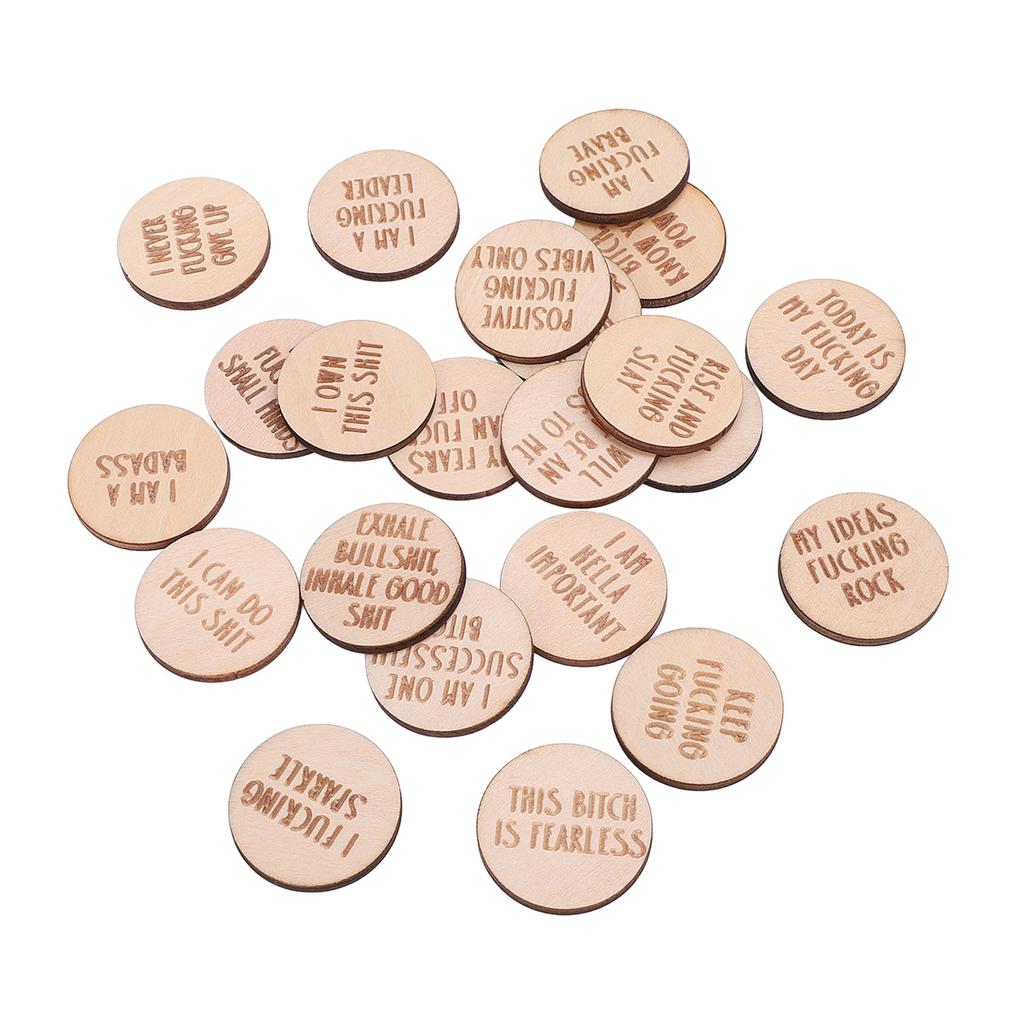 22 Stück Miniatur-Fluch-Affirmationsscheiben Lustige Einzigartige Miniatur-Süße Affirmation Holzdekoration für Familie Freunde Kollegen