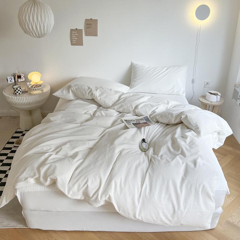 Ins Solid Color Washed Cotton Quilt Cover Single and Double Four Seasons Pure Cotton Quilt Cover