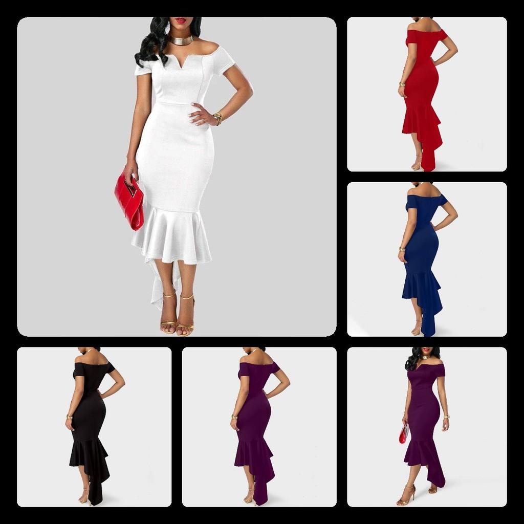 Elegant 2023 Autumn Fashion Women's V Neck Off Shoulder Short Sleeve A Line Dress