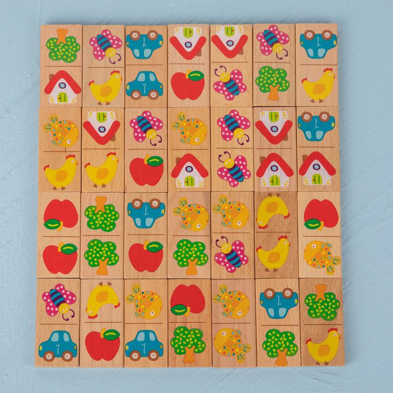 Wooden Dominoes Puzzle Set For Kids With Educational Cognition Game For Preschoolers
