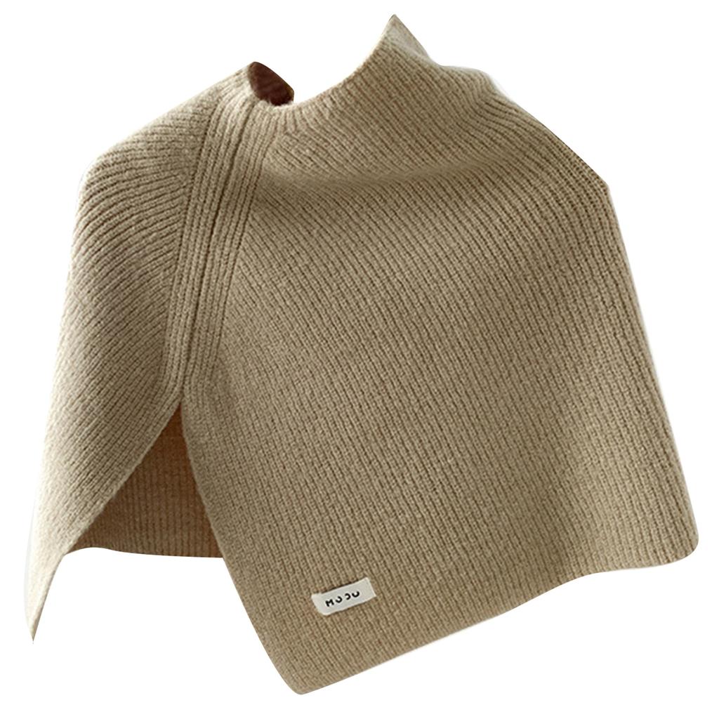 Warm Fashion Shawl Slit Turtleneck Women Winter Scarf Shoulder Wrap Thickened Solid Color Oversized Capelet Ponchos