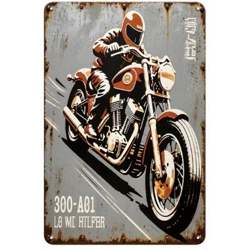 Moto Metal Wall Sign, Garage Bar Decor 20x30cm