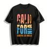 California LA Palm Tree Surf Print Casual Short Sleeve Tee Pure Cotton T-shirt