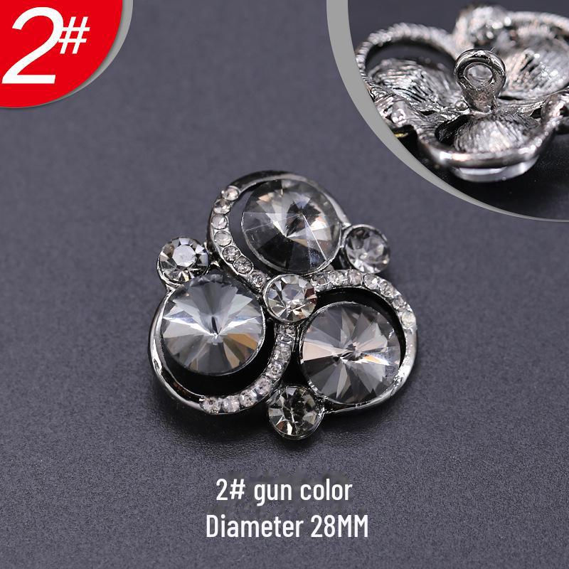 Damskie ekskluzywne czarne modne metalowe guziki z futra norek z wzorem płatków ze strasów