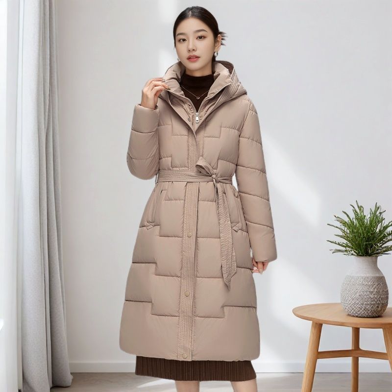 Зимняя мода повседневные ветрозащитные пуховики женские средней длины стили хлопковая — фото 5