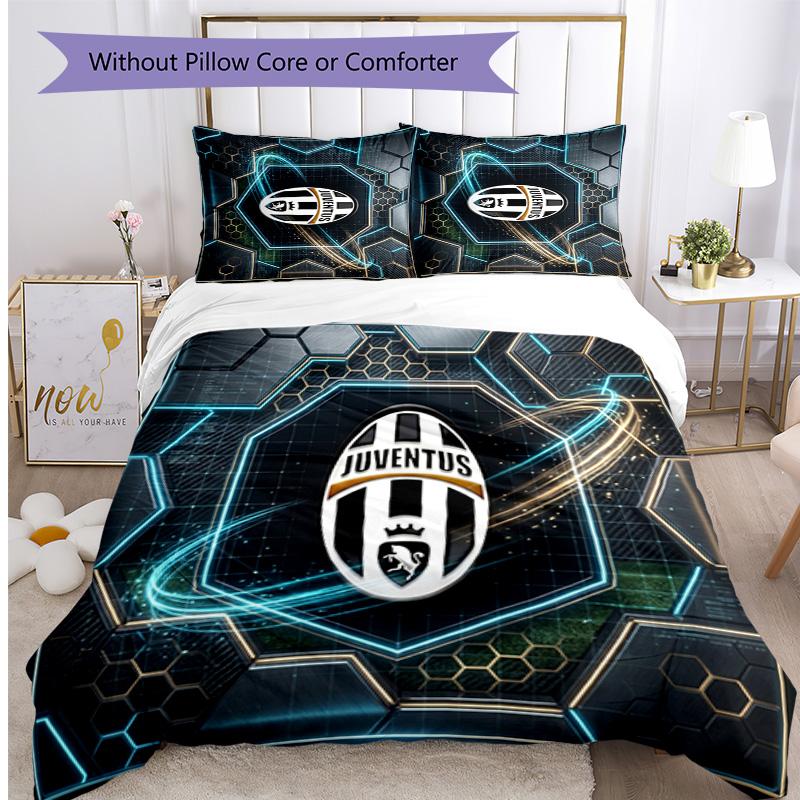 Set Biancheria da Letto 3 Pezzi con Stampa Pattern Juventus FC Morbido Delicato sulla Pelle Lavabile Copripiumino e Federe Set Stagione Unica Camera da Letto
