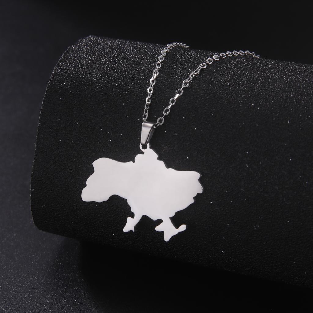 LIKGREAT Hollow Ukraine Map Pendant Necklace Trident National Symbols Of Ukraine Necklaces Flag Ukrainian Party Jewelry Gifts