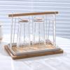 Yousheng Iron Cup Drying Rack with Wood Handle & Drip Tray Baby Bottle Dryer Holder Space-Saving Countertop Organizer for Mugs Glasses Kitchen