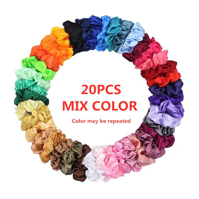 

10/40 шт. шелковые большие атласные резинки для волос эластичные помпоны для волос держатели для хвоста винтажные резинки для волос аксессуары для женщин