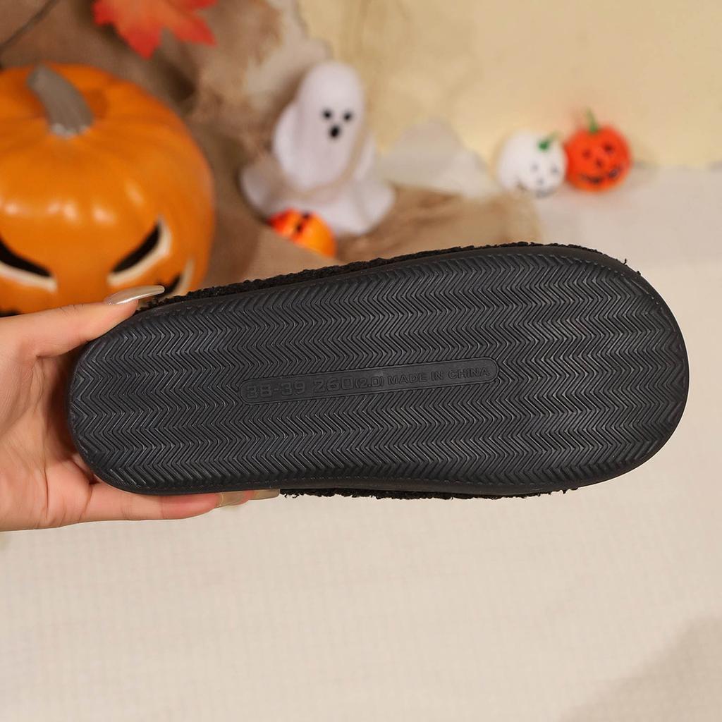 Interesantes Zapatillas de Halloween Para Mujer Hogar Lindas Zapatilla de Algodón Interior Cálidas Cómodas Zapatos de Felpa Para Mujeres Populares Zapatos Casuales