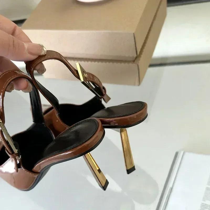 Fashion Luxury Design Pointed Toe Woman Pumps 2025 Elegant Slingbacks Buckle Strap Thin Heels Sandals Female Wedding Party Mules Shoes