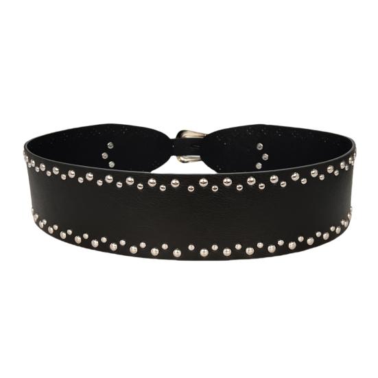 Punk Style Belt Rivet Decor Wide Imitation Leather Waistband Dress Shirt Versatile Waist Belt Fashion Accessory