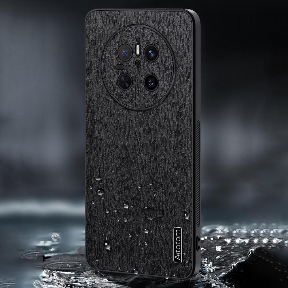 For Huawei Mate 70 Case Wood Texture PU Leather Coated PC TPU Phone Cover