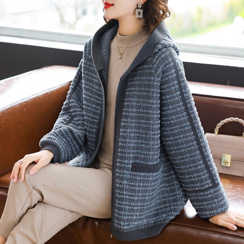 

Женский вязаный кардиган с капюшоном QianLian 2XL