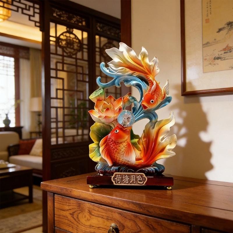 Reichtum Feng Shui Fisch Statue Handgefertigte Harzskulptur Für Haus Büros Dekoration Und Wohlstand Geschenk D2RD