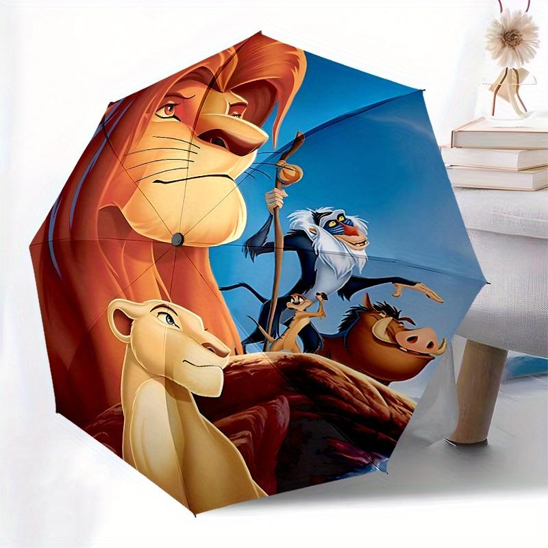 1 Auto Open Lion King Characters Themed Colorful 8 rib Portable Umbrella for Men and Women, A Compact Commuting Companion Suitable for Daily