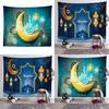 Colorful Eid Mubarak Tapestry Moon Star Wall Hanging Decor Perfect For Muslim Festivals