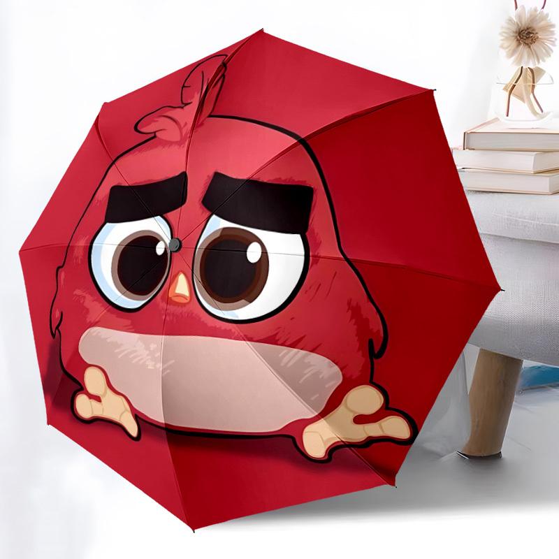 1pc Angry Bird Automatic Open/Close Folding Umbrella, Windproof 8-Rib Construction, Lightweight Travel Umbrella for Women/Men 15