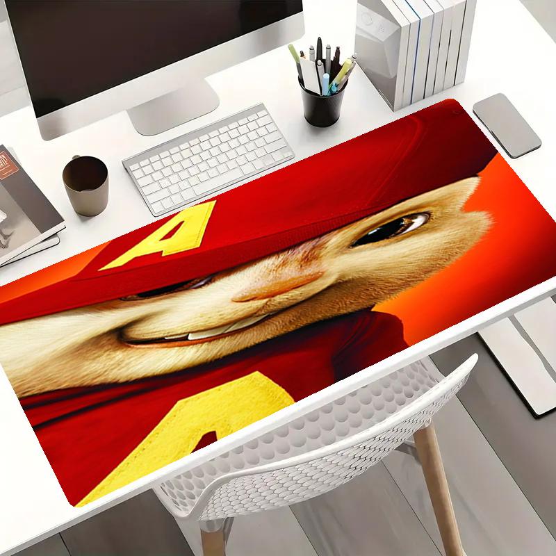 Mouse Pad Tema Alvin e os Esquilos, Base de Borracha Antiderrapante, Multifuncional para Escritório e Decoração de Casa, Perfeito para Personalização do Espaço de Trabalho.