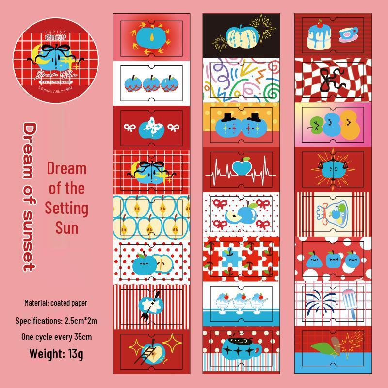 Yuxian Apple Fantasy Die-Cut Tape: Cute Creative Elements for DIY Journals & Collages