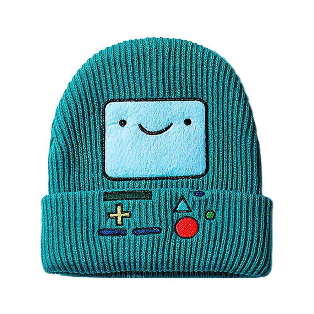 Embroidered Knitted Beanies Hat Game Machine Pattern Knitted Skull Bonnet Winter Cap  Unisex