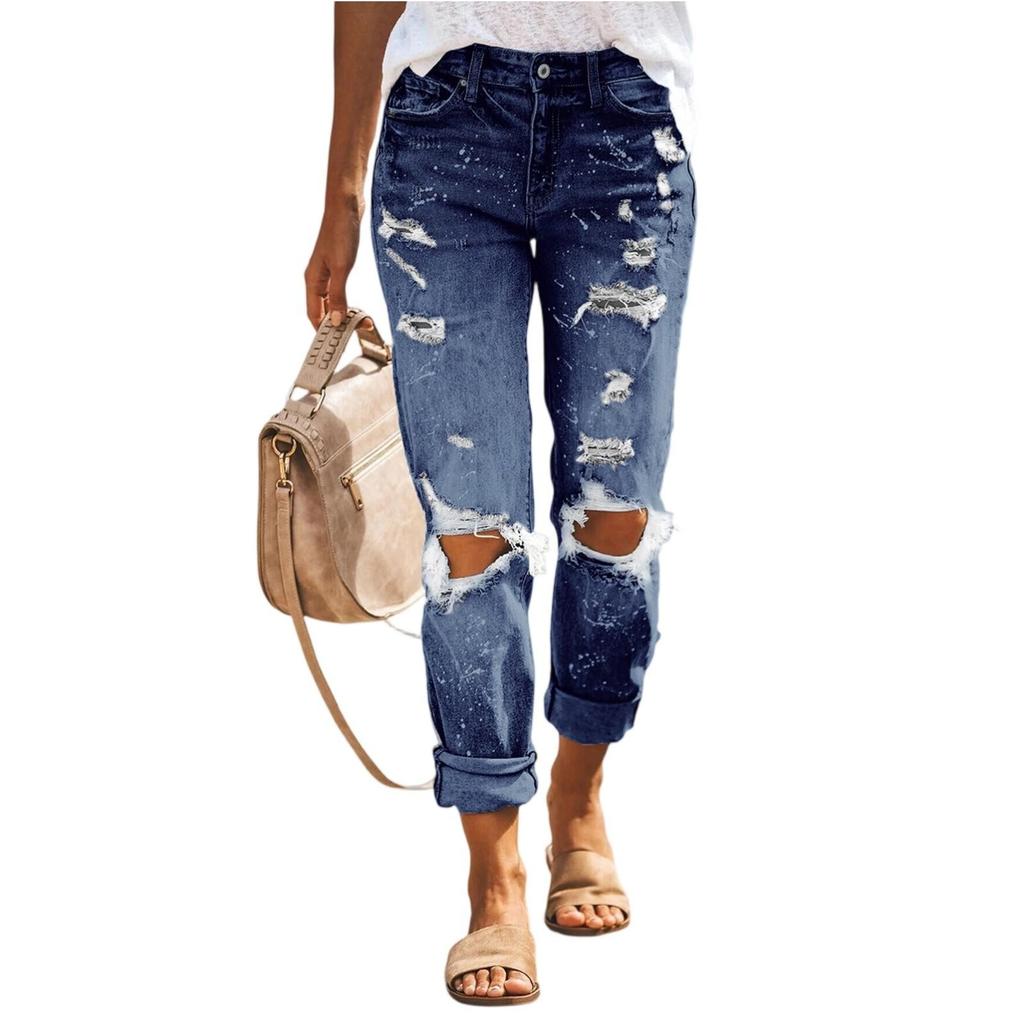 Damenjeans Slim Hole Stretch Damenjeans Hose Damenhose