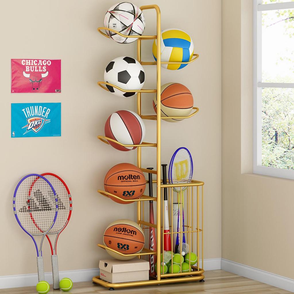 Multi-layer Iron Rack for Storing Kids' Sports Balls, Rackets & More