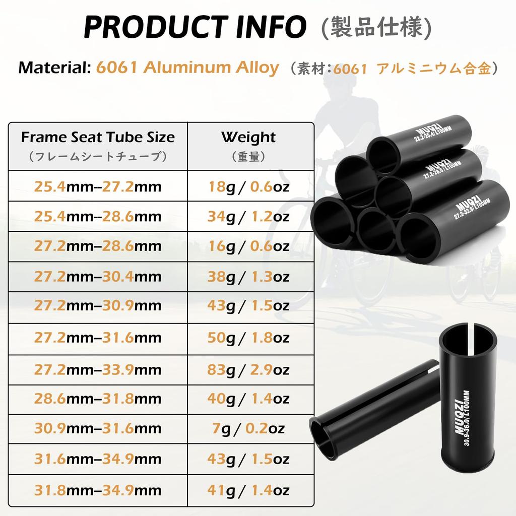 TRIWONDER Seatpost Shim Adapter Universal Bicycle Seatpost Sleeve Seatpost Shim