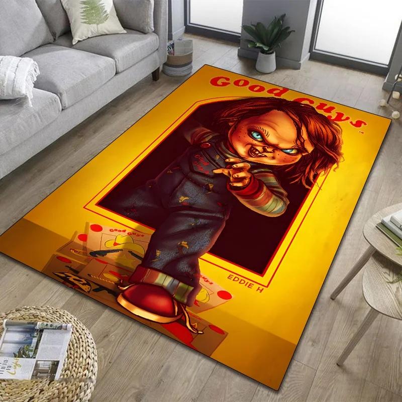 Tappeto Chucky Film Horror 3D Tappetino per Porta Soggiorno Bagno Tappeto per Pavimento Camera da Letto Annabelle Terrore Tappeto Decorativo Regalo di Halloween