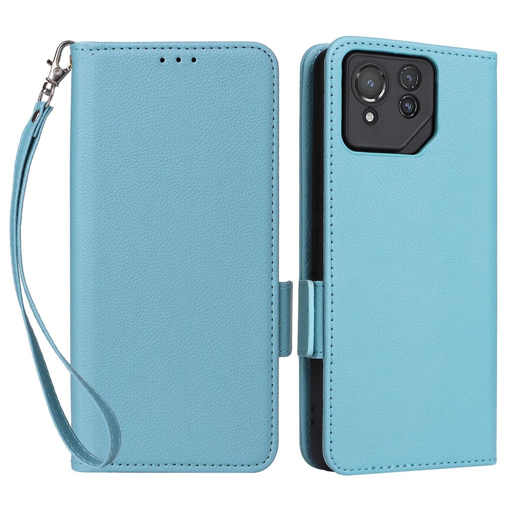 For Asus ROG Phone 8 Pro 5G/8 5G Magnetic Case Leather Litchi Texture Cover with Wrist Strap